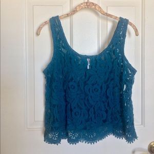 🧜‍♀️✨Mermaid teal lace & crochet crop top🧜‍♀️